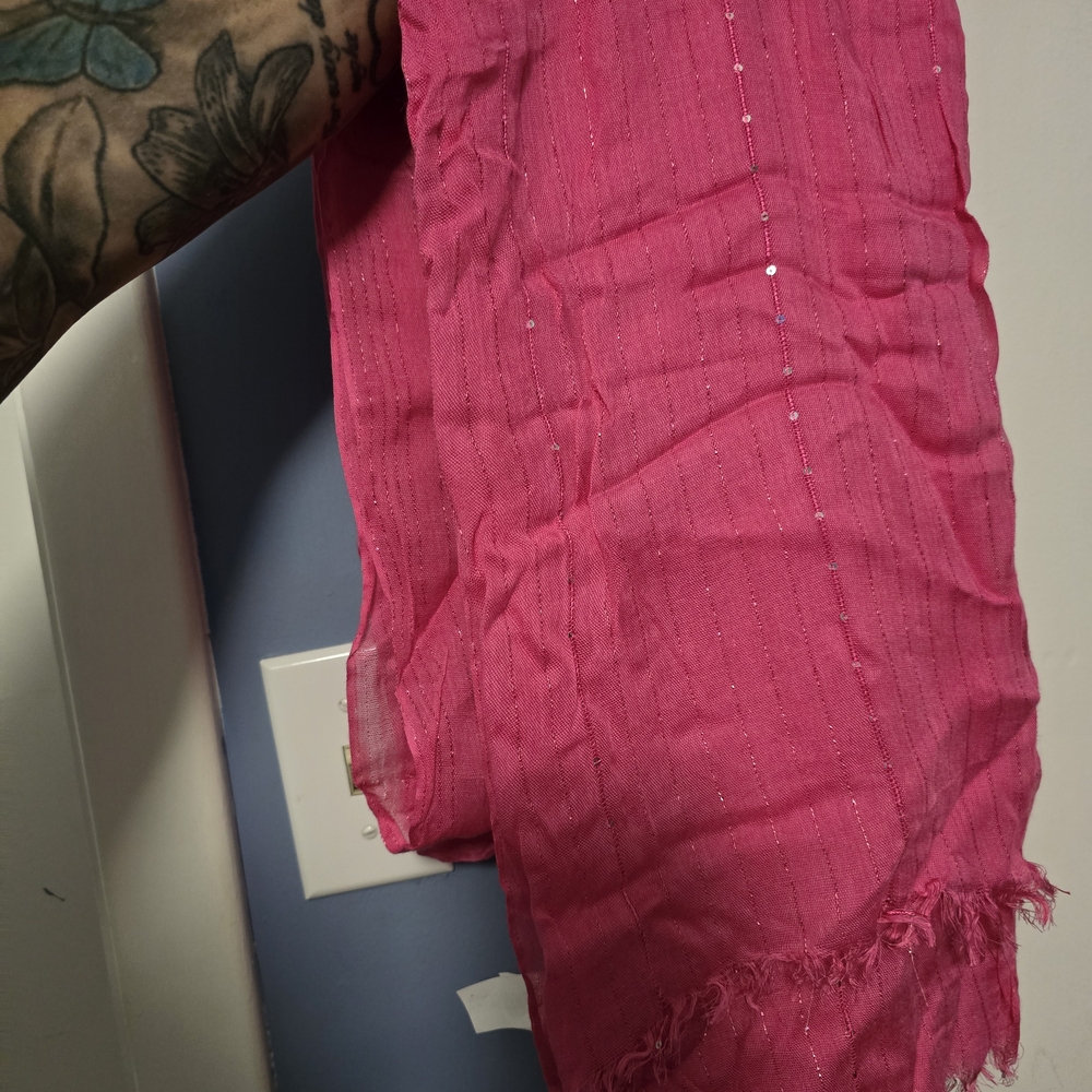 Pink Fringed Women's Scarf